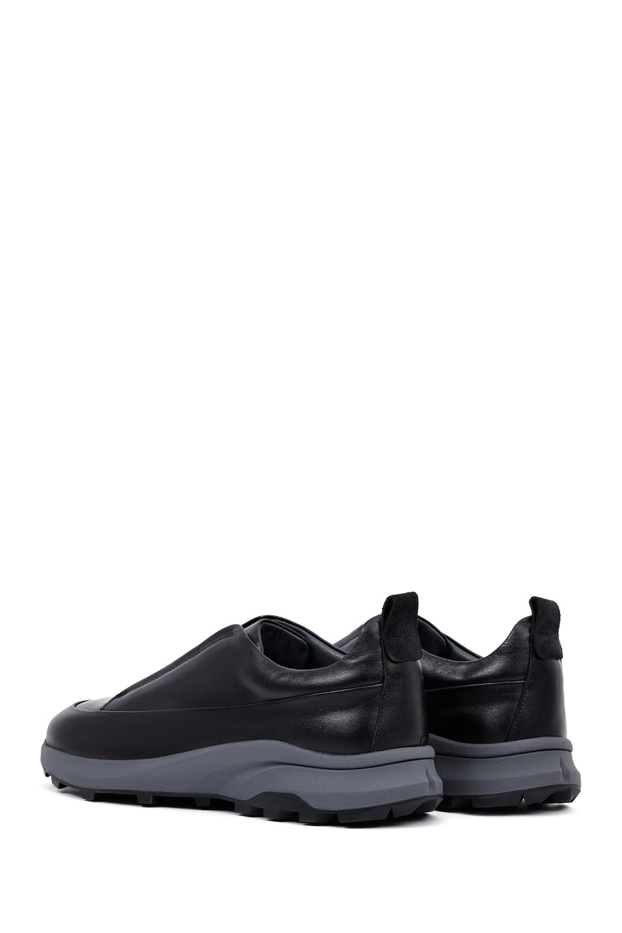 Erkek Siyah Kalın Tabanlı Deri Casual Sneaker