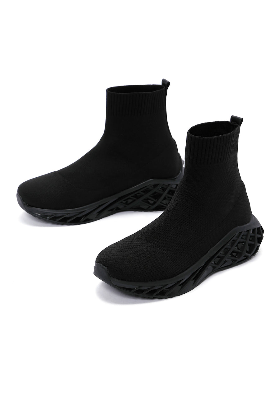Kadın Siyah Kalın Tabanlı Bilekli Sneaker