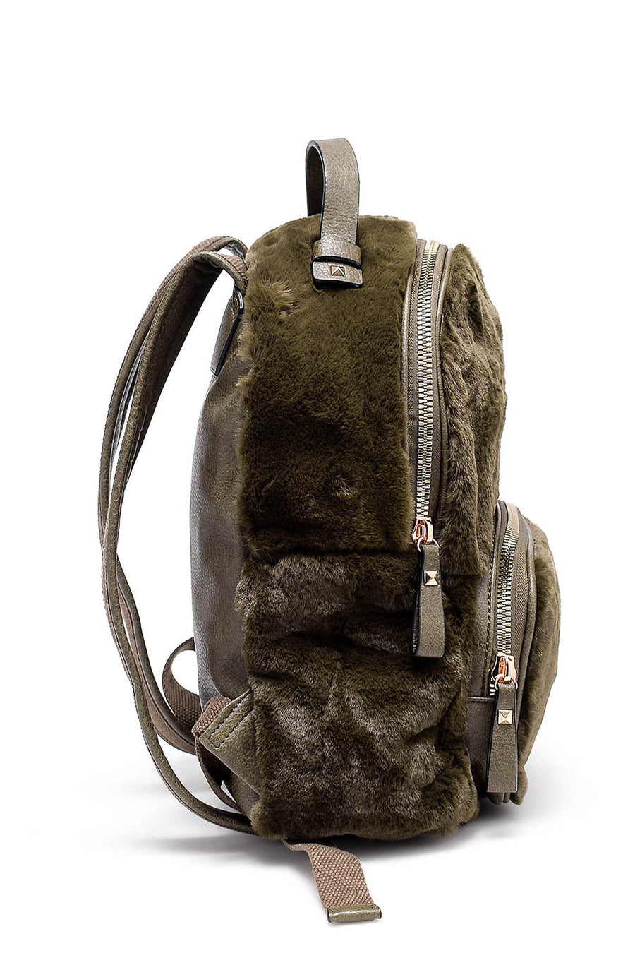 Women's Green Fabric Backpack