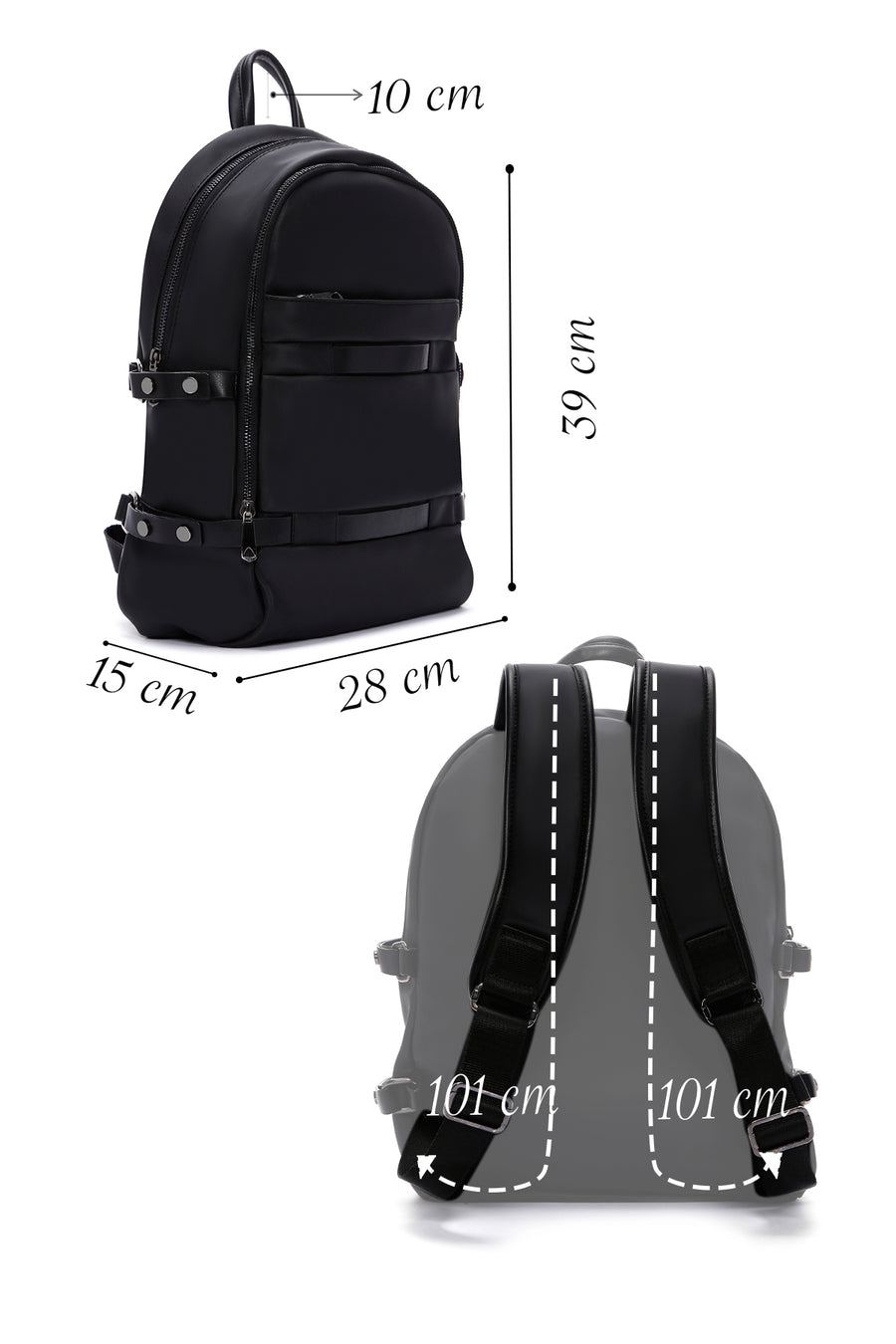 Men's Black Faux Leather Backpack