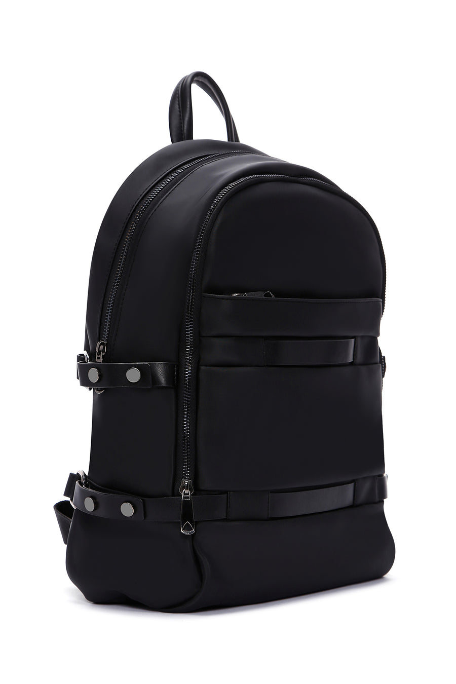 Men's Black Faux Leather Backpack