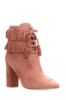 Women's Tasseled Suede Boots | Derimod