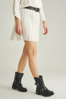 Women's Leather Boots with Studs and Buckle Detail | Derimod