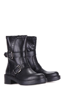 Women's Leather Boots with Studs and Buckle Detail | Derimod