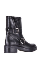 Women's Leather Boots with Studs and Buckle Detail | Derimod