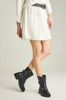 Women's Leather Boots with Studs and Buckle Detail | Derimod