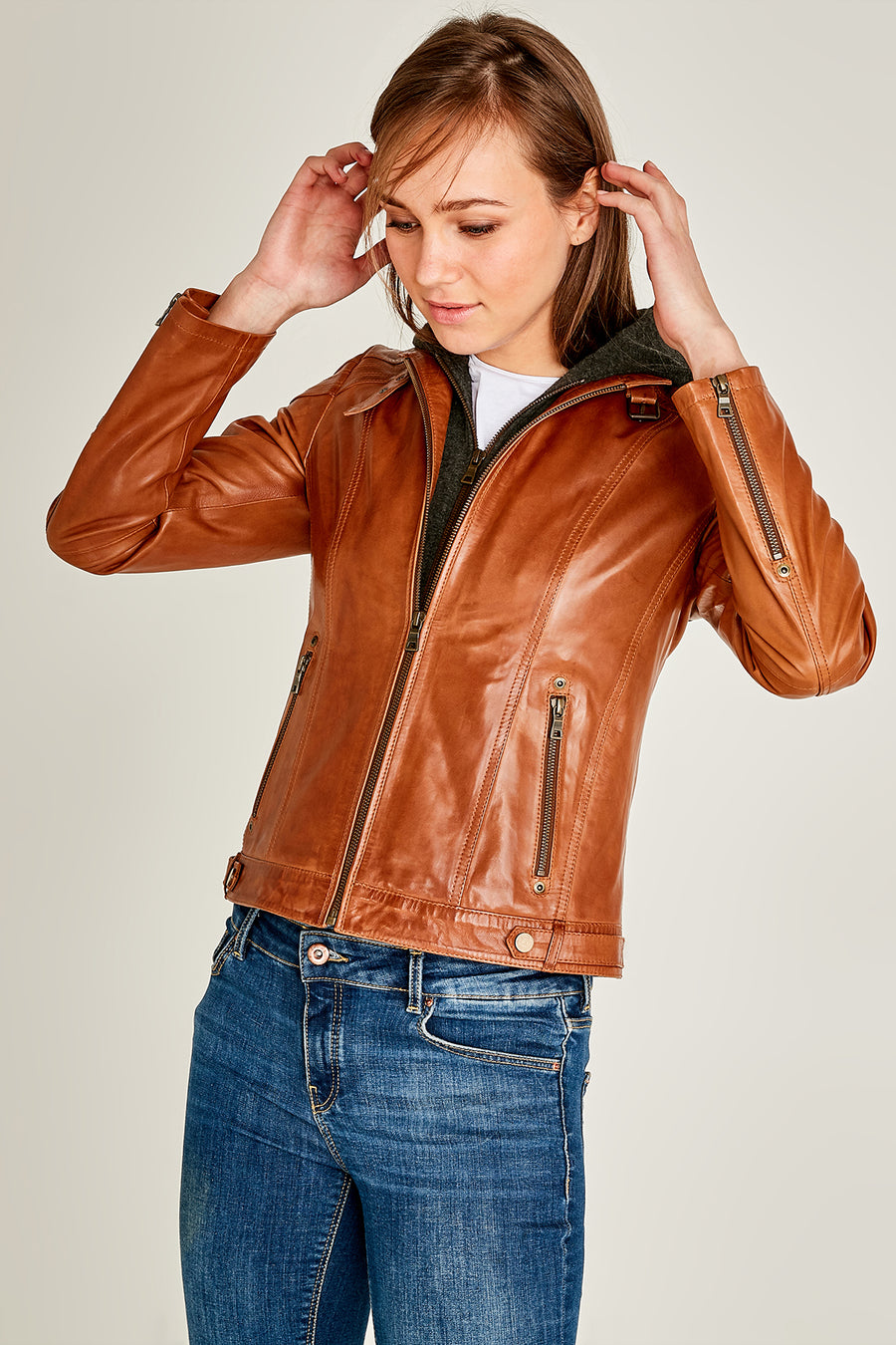 Soho Woman Cognac Leather Jacket