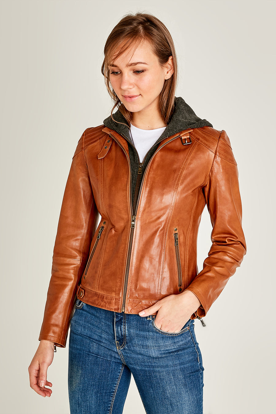Soho Woman Cognac Leather Jacket