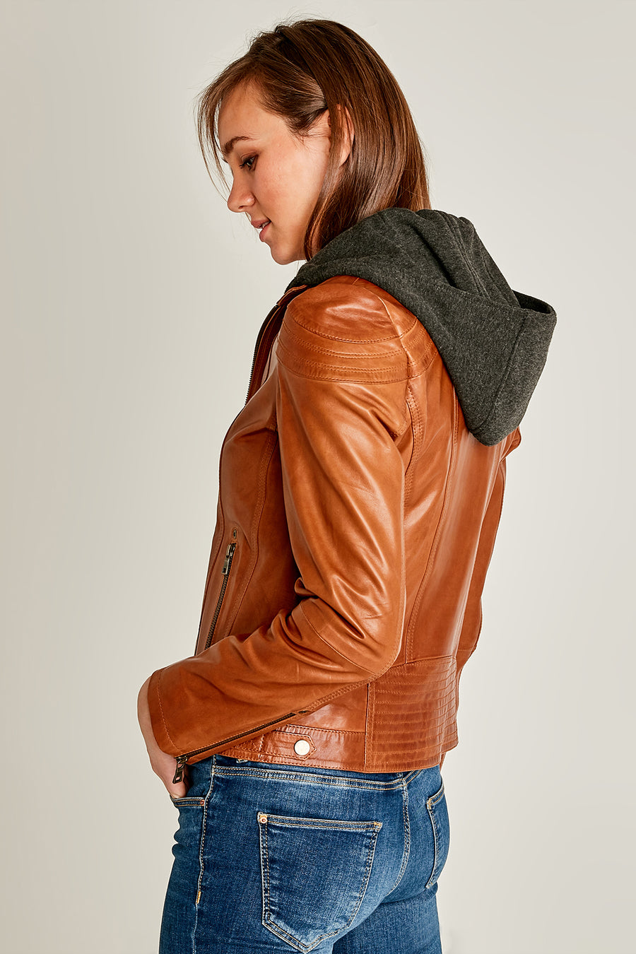 Soho Woman Cognac Leather Jacket
