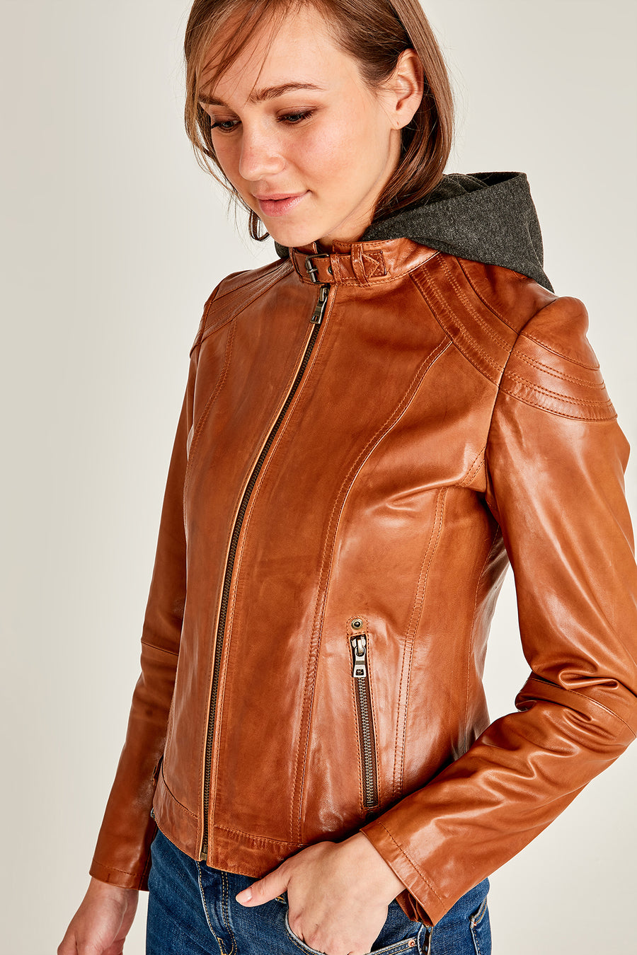 Soho Woman Cognac Leather Jacket