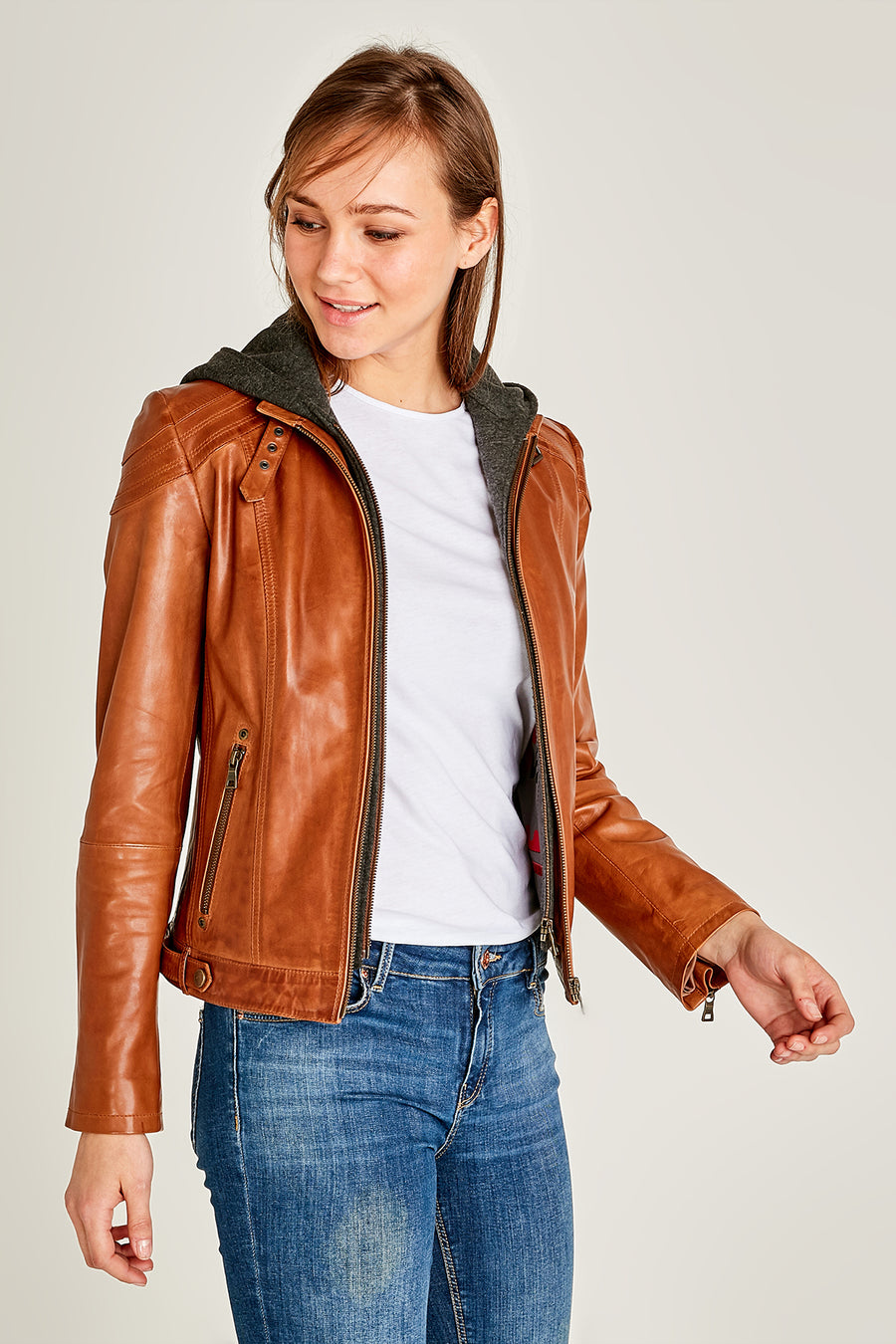 Soho Woman Cognac Leather Jacket