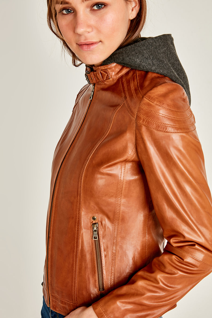 Soho Woman Cognac Leather Jacket