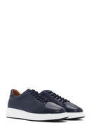 Men's Navy Blue Lace-Up Leather Sneaker | Derimod