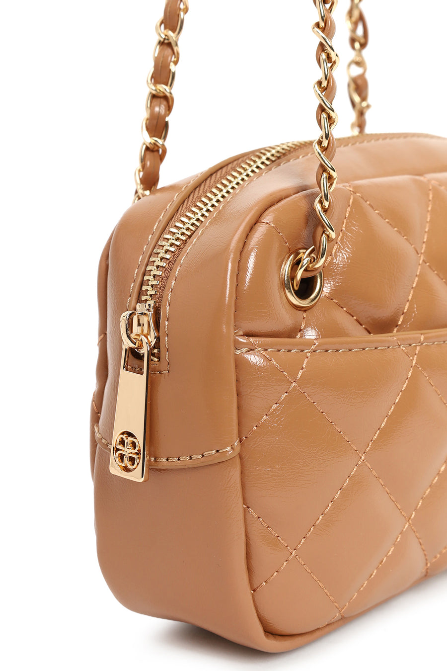 Woman Beige Quilted Crossbody Bag