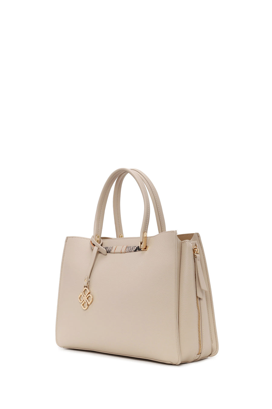 Woman Beige Long-Strap Shoulder Bag