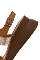 Women's Tan Ankle Strap Leather Comfort Sandals | Derimod