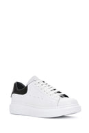 Men's White Lace-up Thick-Sole Leather Sneaker | Derimod