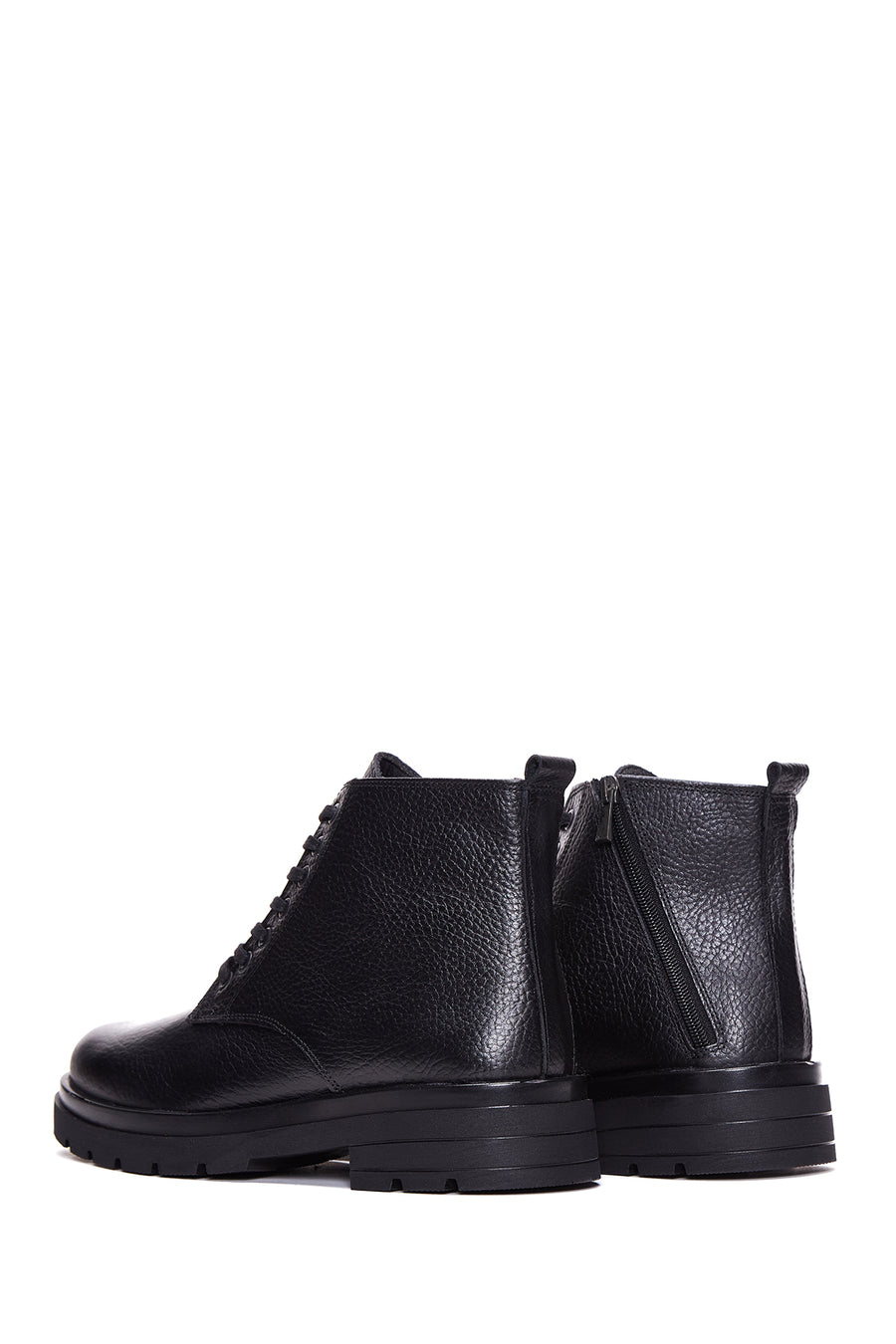 Men's Black Leather Zippered Boots