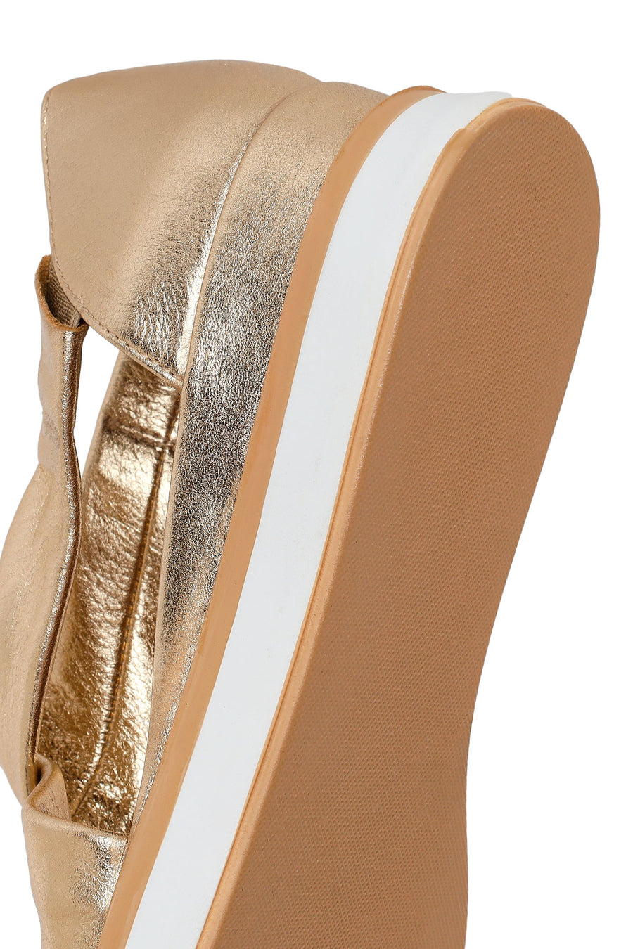 Women's Gold Chunky Metallic Leather Sandals