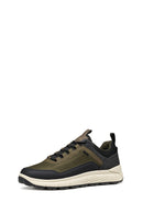 Geox Erkek Haki U Spherıca 4X4 B Abx A - Text+ Bağcıklı Kalın Tabanlı Kumaş Sneaker | Derimod