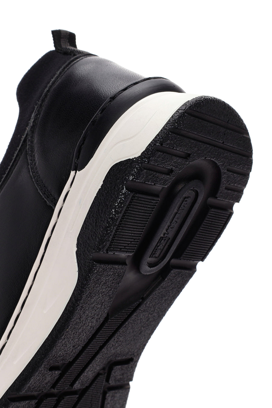 Women's Black Lace-up Thick-Sole Leather Sneaker
