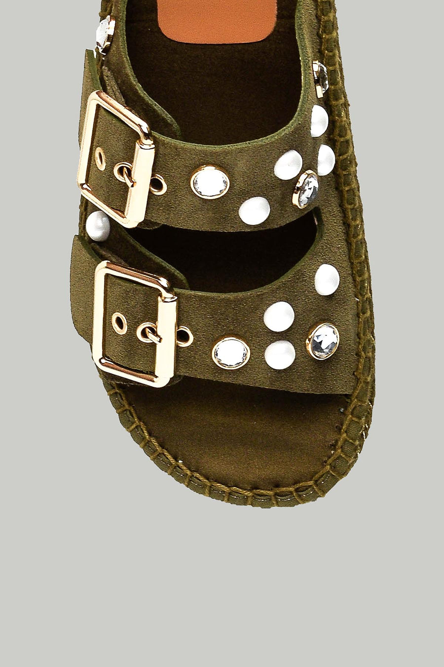 Women's Green Leather Slippers