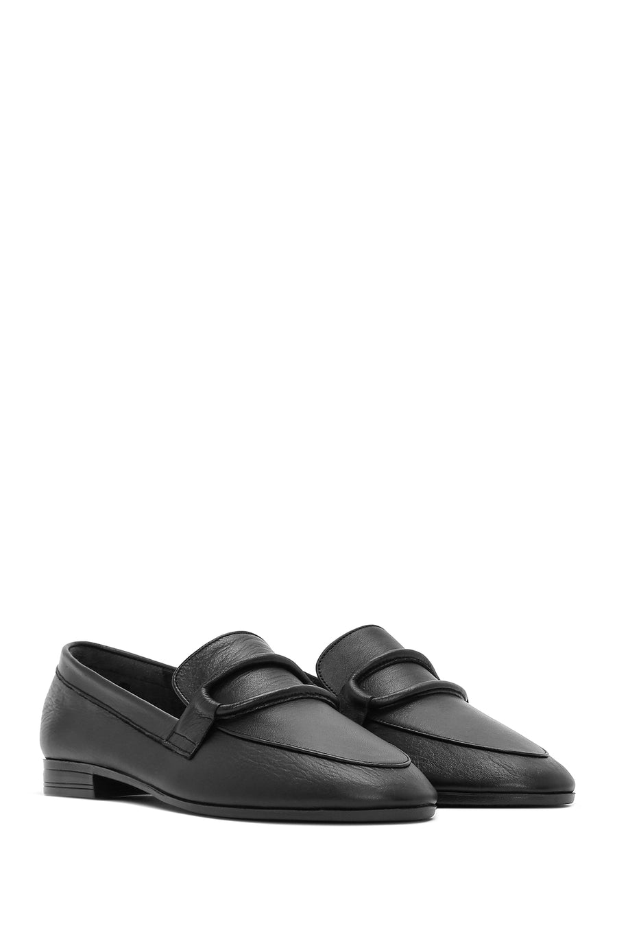 Women's Black Leather Masculine Loafer