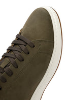 Men's Green Lace-Up Nubuck Leather Sneaker | Derimod