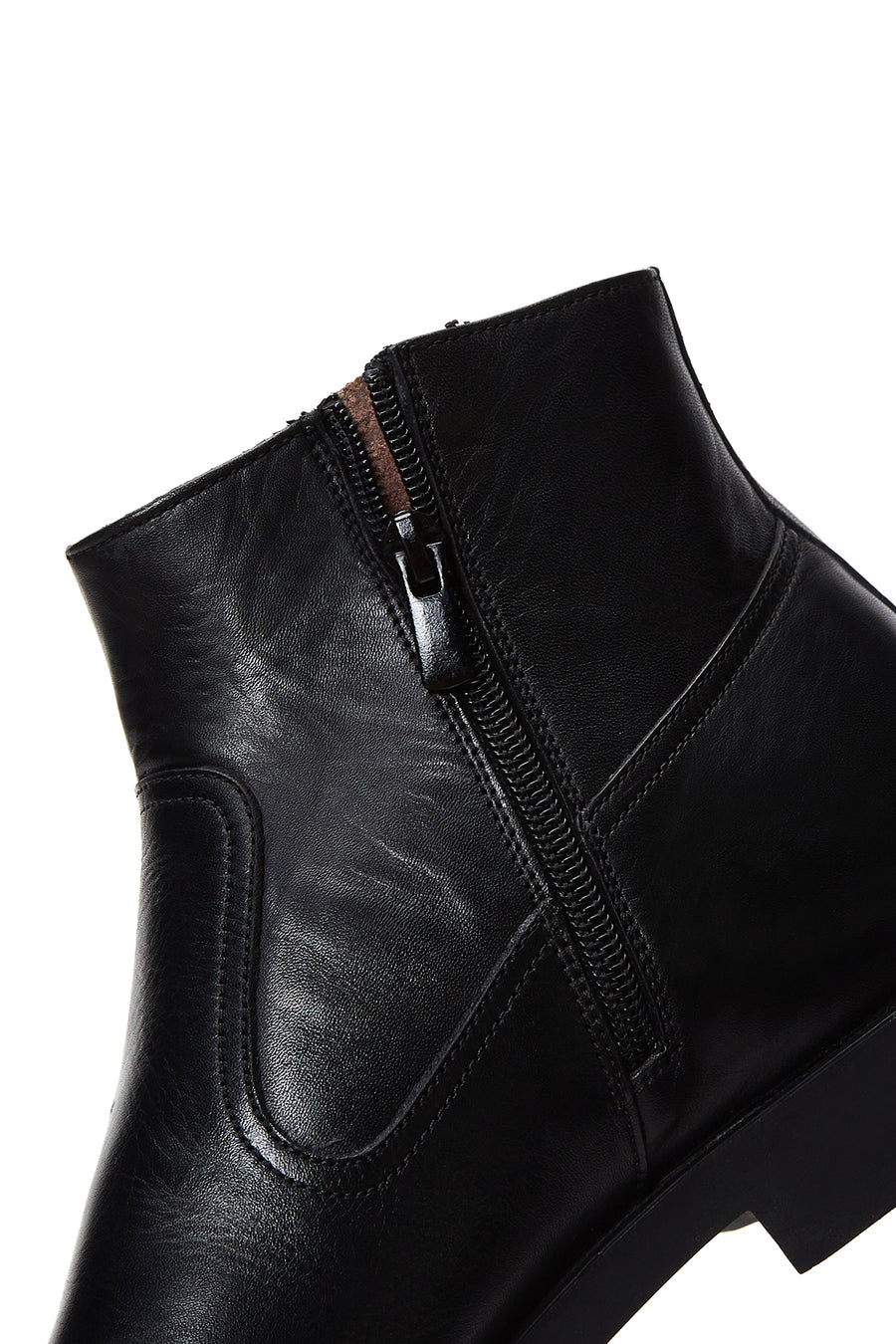 Men's Black Zippered Leather Classic Boots