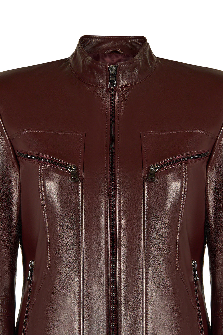 Pam Woman Burgundy Short Leather Jacket
