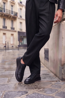 Male Black Lace-up Thick-soled Croc-patterned Leather Sneaker | Derimod