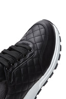 Women's Black Leather Quilted Sneaker | Derimod