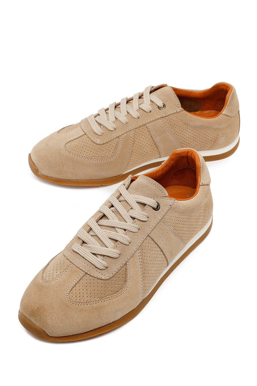 Male Beige Lace-up Suede Leather Sneaker
