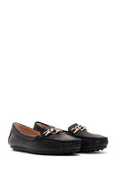 Women's Black Leather Buckle Loafer | Derimod