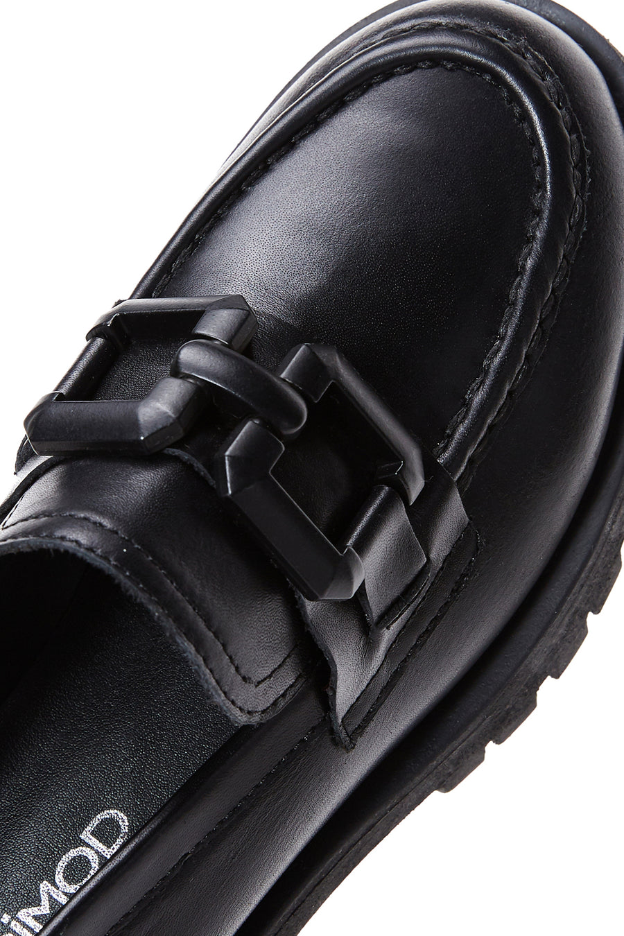 Kadın Siyah Deri Maskülen Loafer