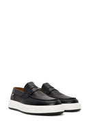 Men's Black Thick-Soled Leather Casual Loafer | Derimod