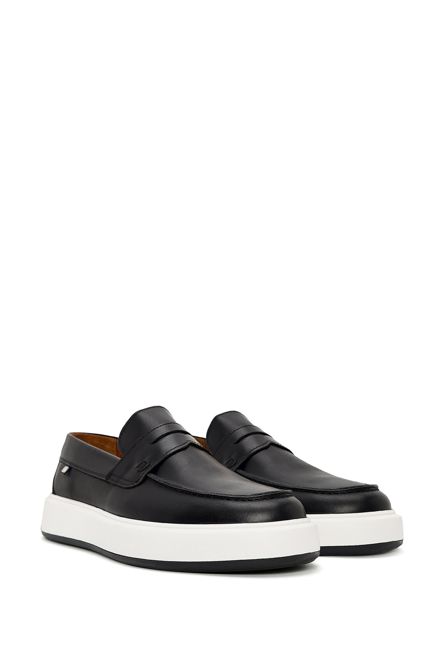 Men's Black Thick-Soled Leather Casual Loafer