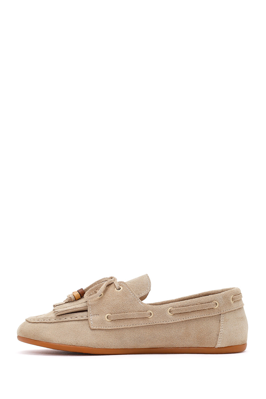 Women's Beige Tassel Suede Leather Loafer