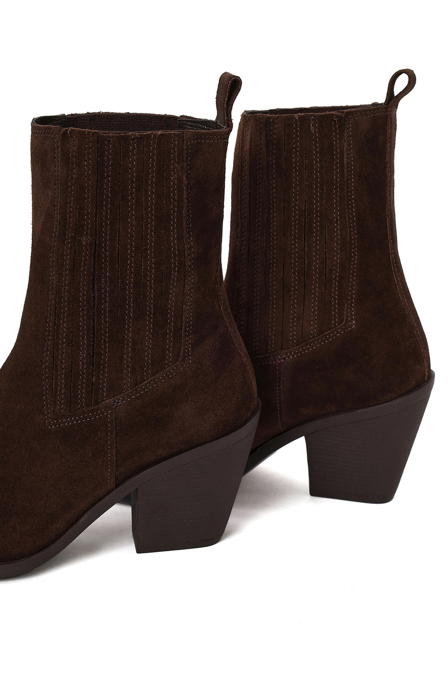 Woman Brown Chunky-Heeled Suede Cowboy Boots