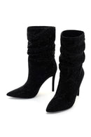 Women's Black Thin Heeled Stone Boots | Derimod