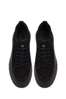 Erkek Siyah Bağcıklı Kalın Tabanlı Nubuk Deri Sneaker | Derimod