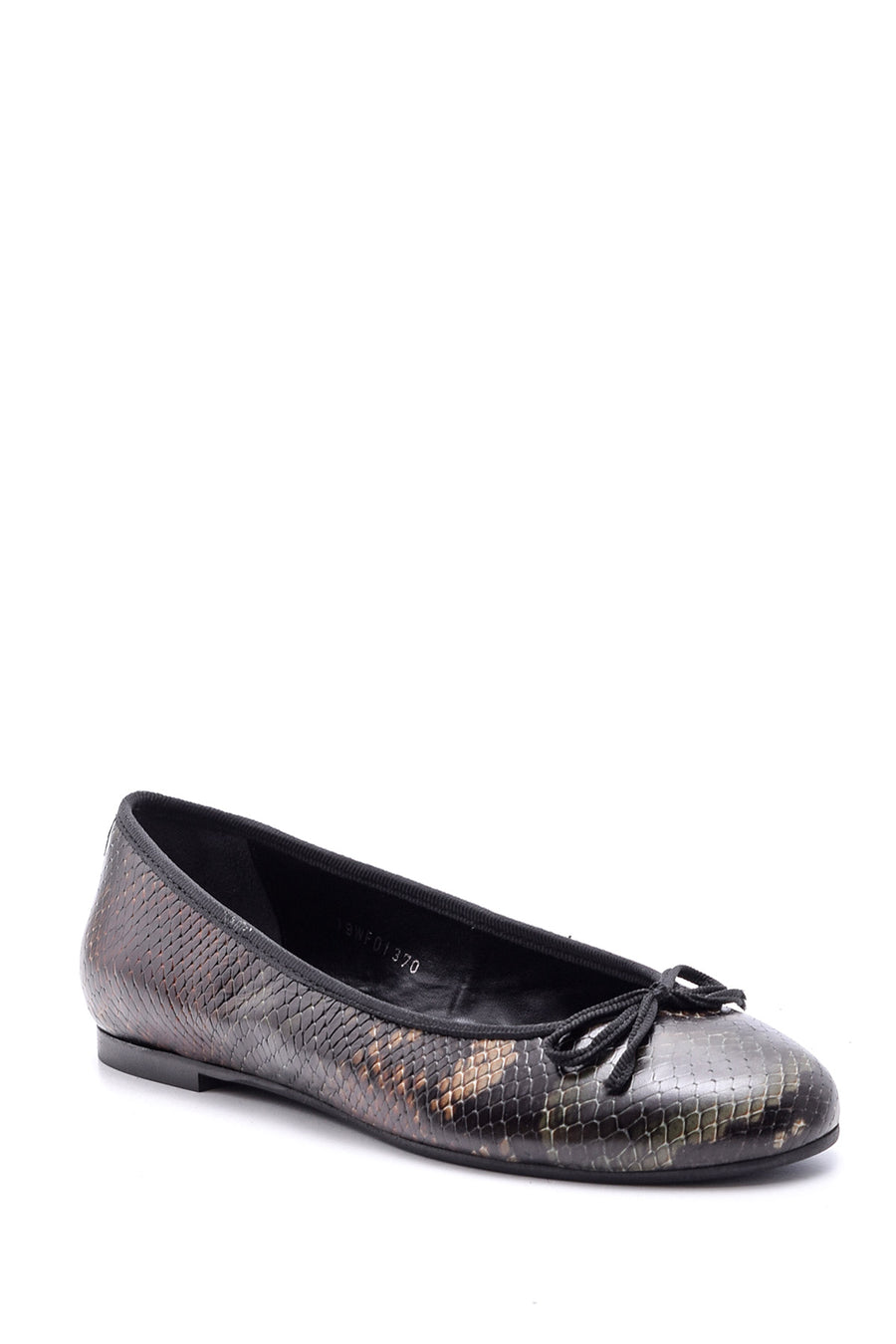 Women's Snakeskin Patterned Leather Ballerinas