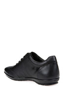 Geox Men's Black Symbol Lace-Up Leather Casual Shoes | Derimod