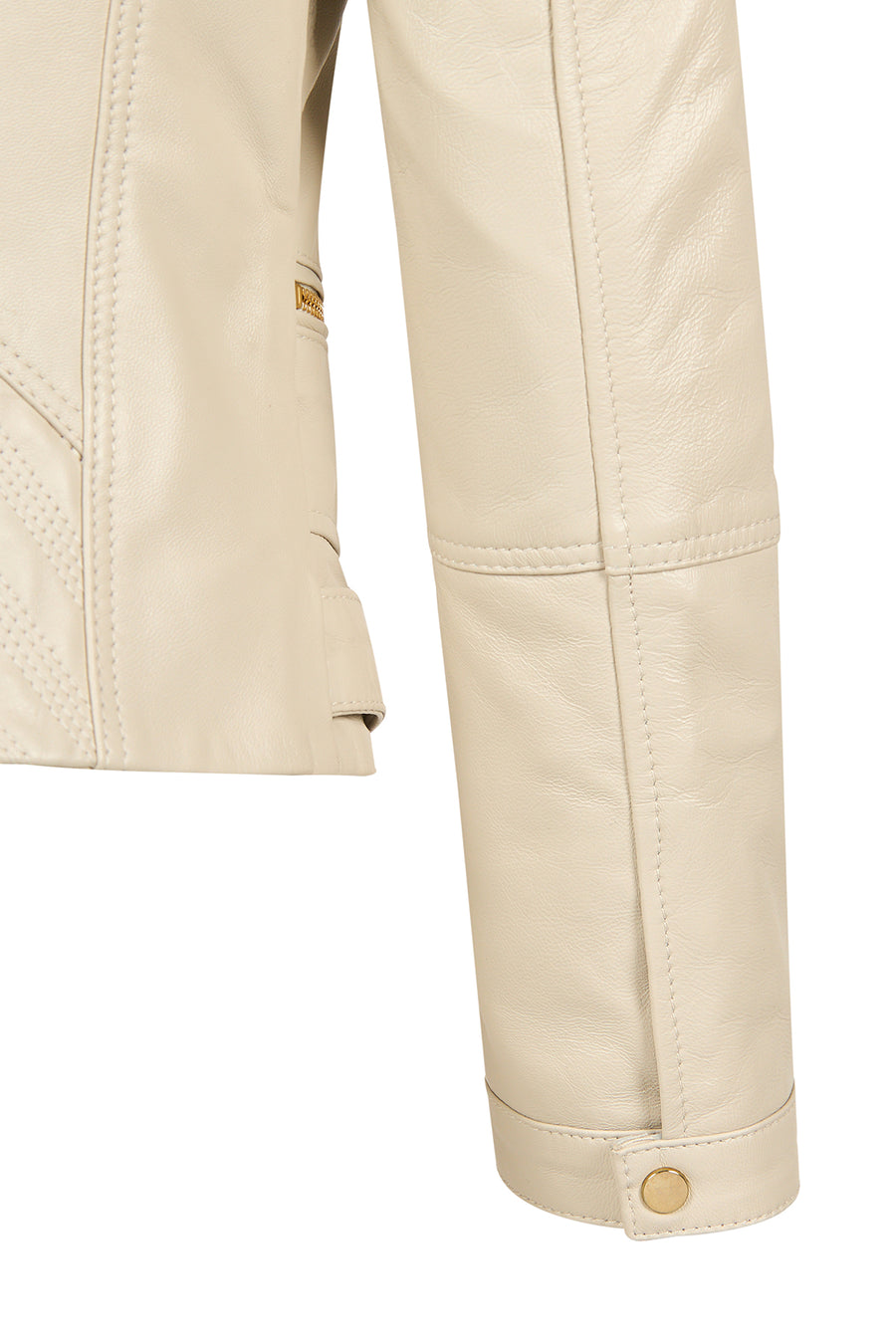 Donna Women's Beige Short Leather Jacket