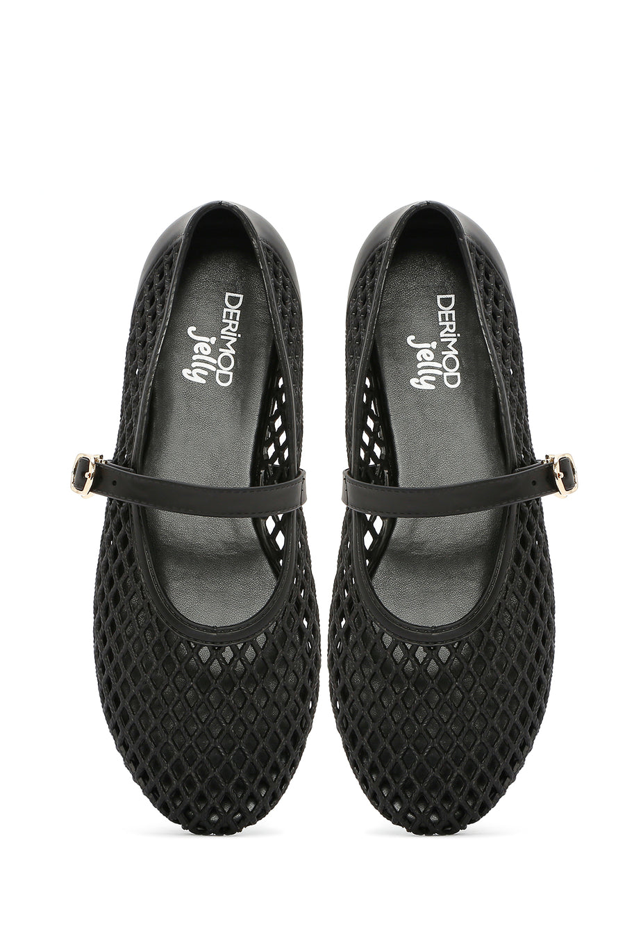Women's Black Buckled Jelly Ballerinas