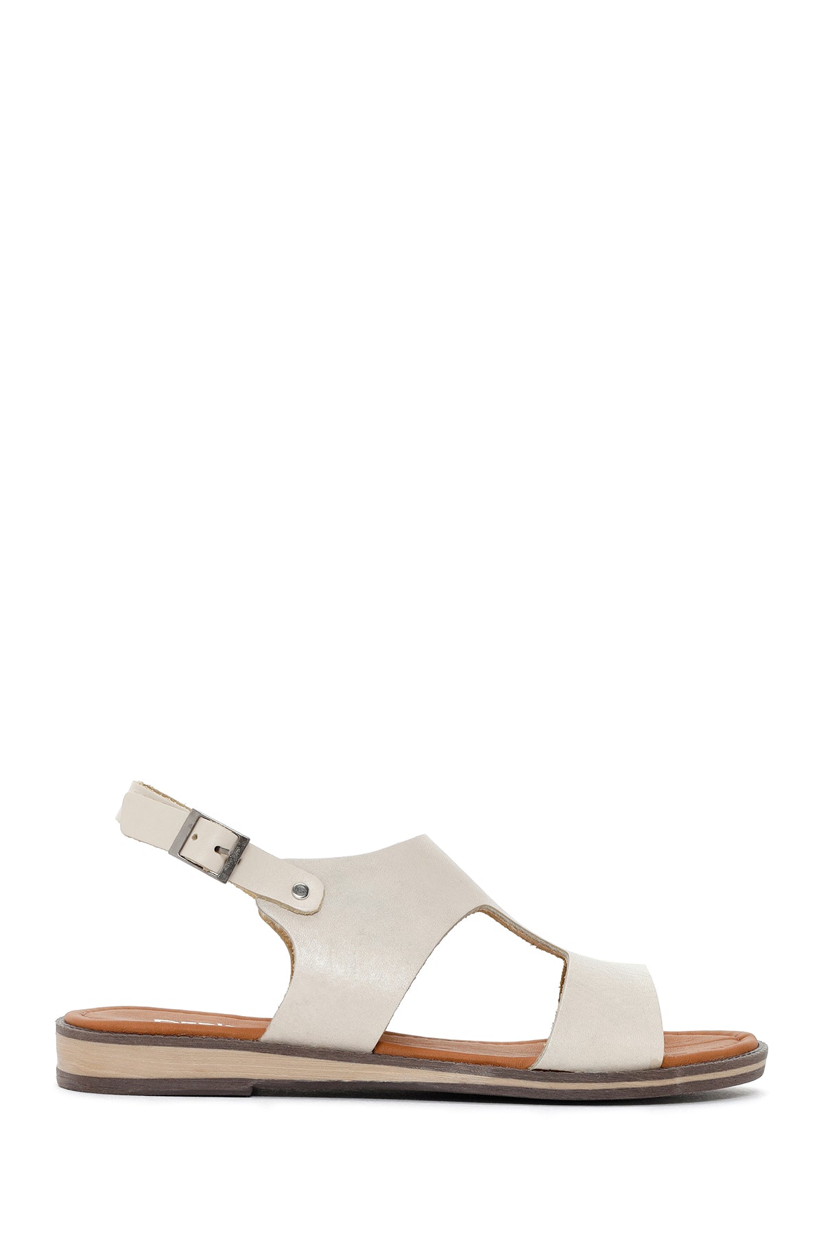 Women's Beige Ankle Strap Leather Bodrum Sandals 24SFD333218 | Derimod