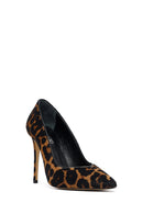 Kadın Leopar Yüksek İnce Topuklu Deri Stiletto | Derimod