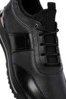 Erkek Siyah Bağcıklı Deri Casual Sneaker | Derimod