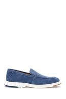 Men's Blue Suede Leather Casual Sports Loafer | Derimod