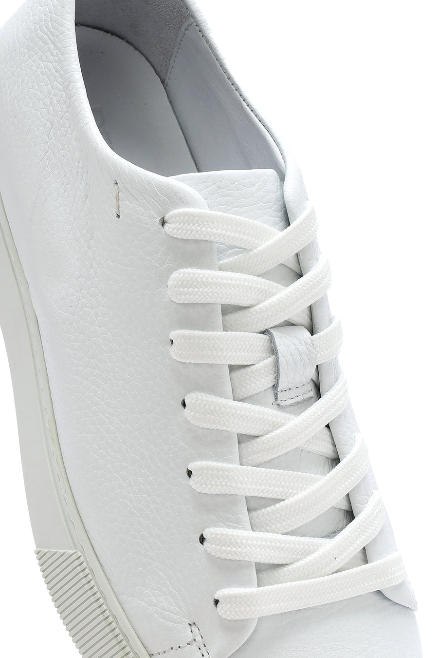 Erkek Beyaz Bağcıklı Deri Sneaker